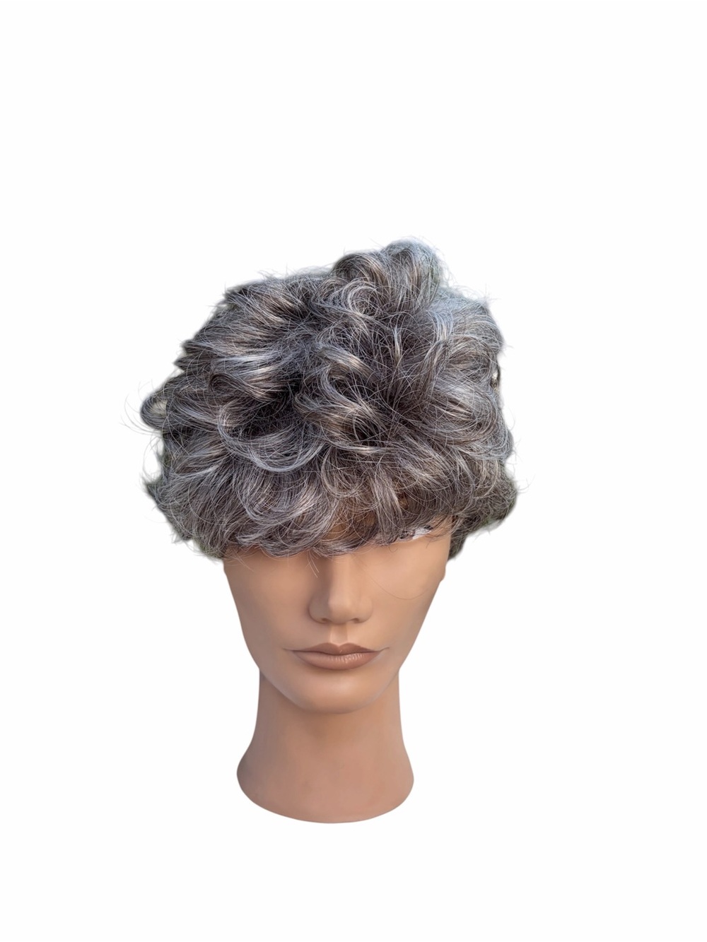 Gray curly top pixie synthetic short wig